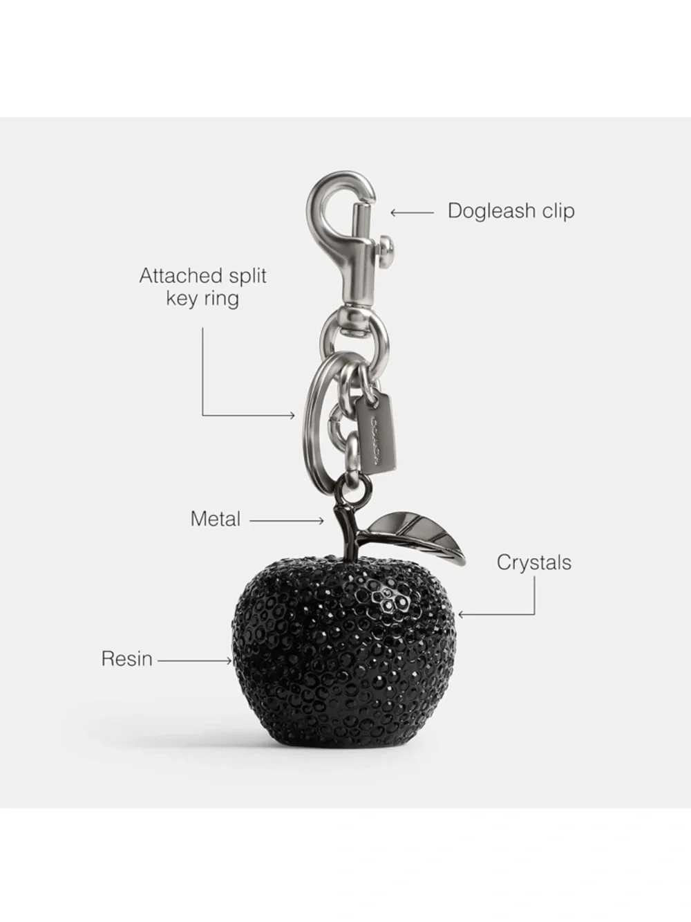 NWT Coach Crystal Apple Bag Charm - Black